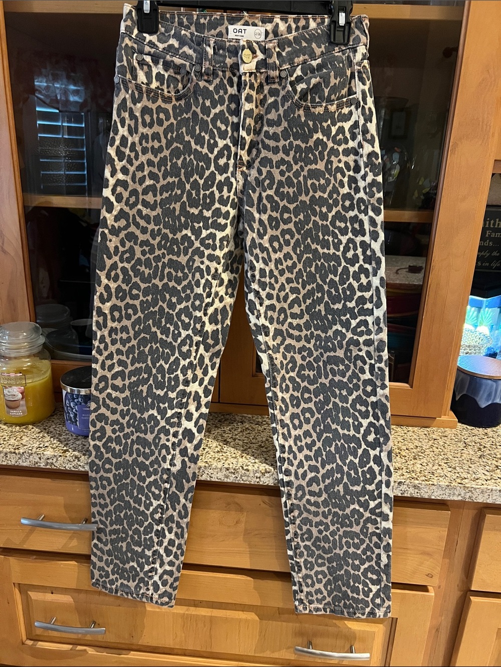 Oat New York Leopard Skinny Jeans in Black and Cream